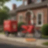 Pizza Hut delivery bike parked outside a house