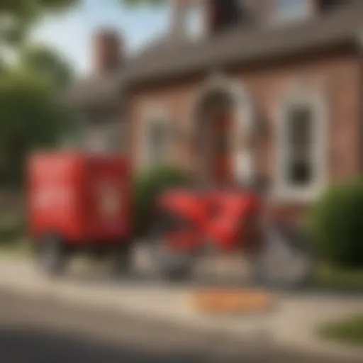 Pizza Hut delivery bike parked outside a house
