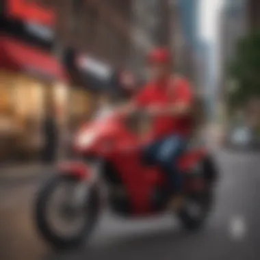 Pizza Hut delivery driver navigating through city streets