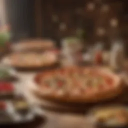 A vibrant Pizza Hut party setup with colorful decorations.