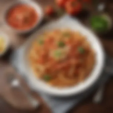 Savor the Zesty Penne Pasta Creation A delectable penne pasta dish featuring zesty tomato sauce and fresh vegetables