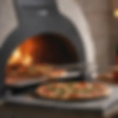 Pizza peel with freshly baked pizza from Ooni oven