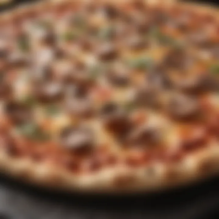 Close-up of a perfectly cooked pizza on the PK Grill stone