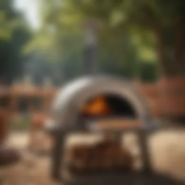 Portable pizza oven in outdoor setting