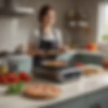 User Experience with the Presto Cooker User enjoying the ease of using the Presto Pizza Cooker in their kitchen