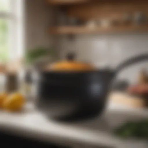 Elegant design of Rachael Ray cast iron pot on a kitchen counter