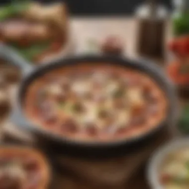 Delicious Pizza in Rachael Ray Cast Iron Pot Delicious pizza cooked in Rachael Ray cast iron pot, showcasing its versatility
