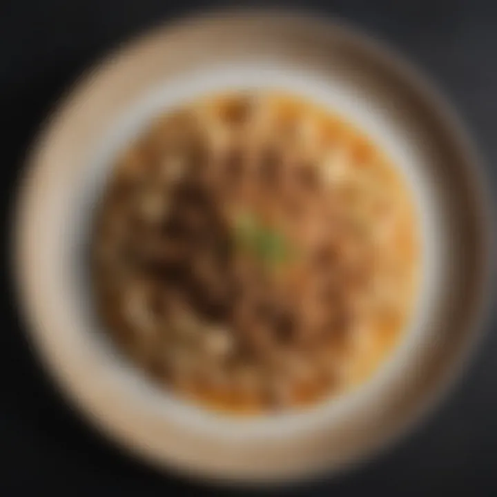 Close-up of an artist's signature dish featured in a cookbook.