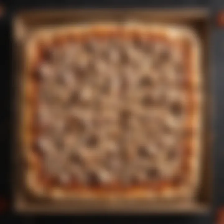 Illustration of grease marks and food residues on a pizza box.