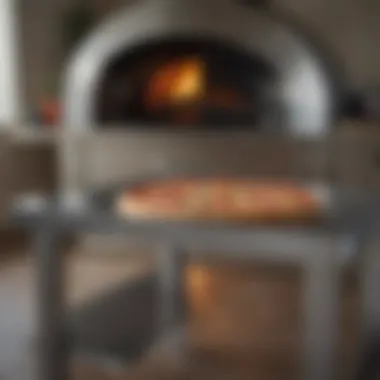 Reflective surface of stainless steel pizza oven table