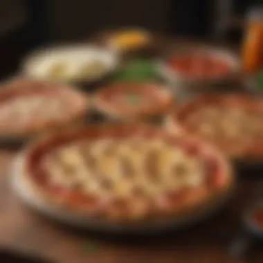 Exploring Regional Variations of Deep Dish Pizza A dining table set up with a variety of deep dish cheese pizza styles from different regions