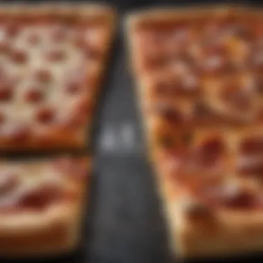 A side-by-side comparison of reheated pizza versus freshly baked pizza.