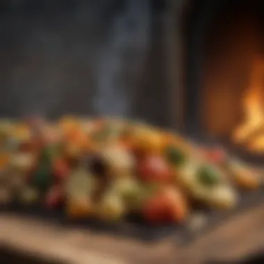 Roasting vegetables in Italian wood-fired oven