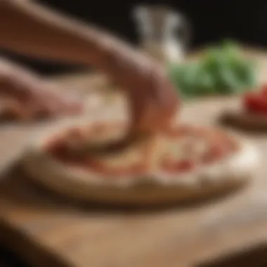 Artisanal pizza dough being prepared for baking