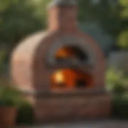 Outdoor pizza oven with rustic brick design