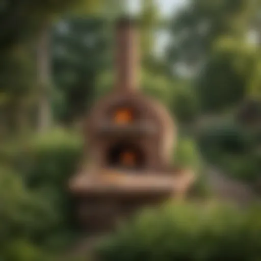 Rustic Brick Pizza Oven in a Lush Garden Setting