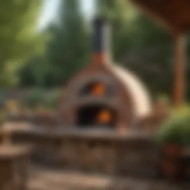 Authentic pizza oven in a rustic outdoor kitchen