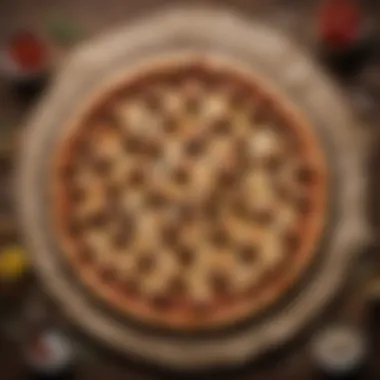 Bird's Eye View of Sausage Crust Pizza An overhead view of sausage crust pizza, emphasizing its layered ingredients and unique crust