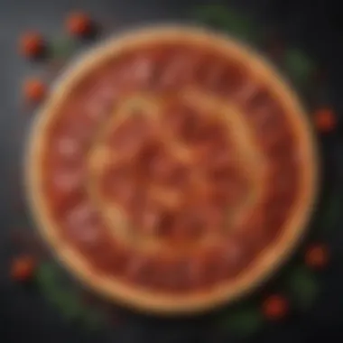 Succulent Savory Pepperoni Ensemble Savory Pepperoni Arrangement on Round Table Medium Pizza Slice