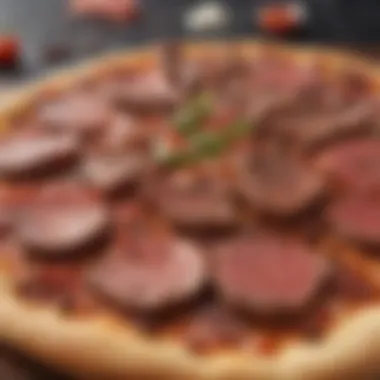Gourmet Fusion of Steak and Pizza Savory Steak Slices atop Pizza