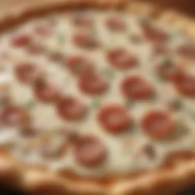 Savory White Sauce Infusion Savory White Sauce Drizzle on Round Table Pizza