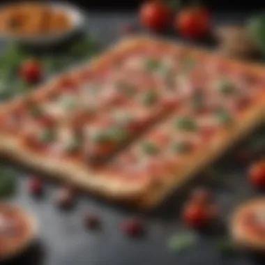 Fresh Ingredients for Slabs Pizza A detailed view of vibrant ingredients laid out for creating slabs pizza, emphasizing freshness and quality.