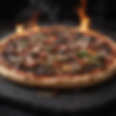 Sleek black pizza stone for grilling perfection