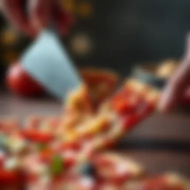 Slice of pizza being cut with the Slice of Love cutter, showcasing its utility