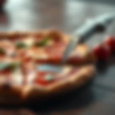 Elegantly designed Slice of Love pizza cutter resting on a wooden surface