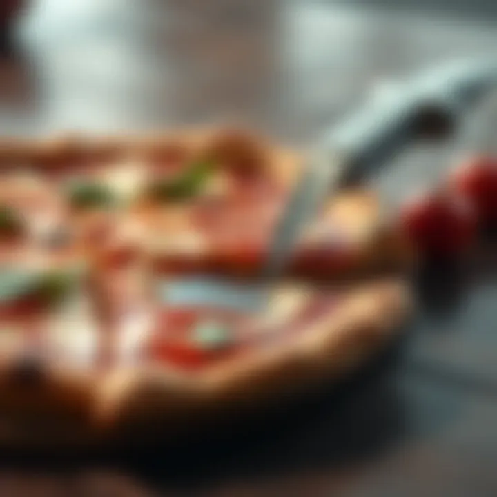 Elegantly designed Slice of Love pizza cutter resting on a wooden surface