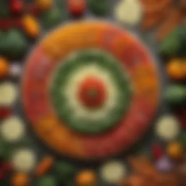 Vegetable Medley Display Sliced vegetables arranged in an elegant pattern