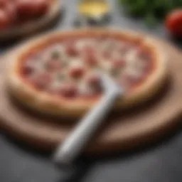 A sleek small pizza cutter with a stainless steel blade and ergonomic handle