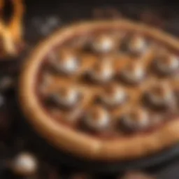 An artistic arrangement of s'mores pizza showcasing melted chocolate and gooey marshmallows