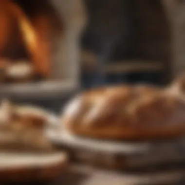 Stone oven with freshly baked bread