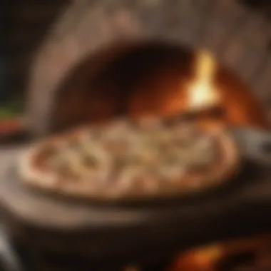 Artisanal pizza baking in traditional brick oven