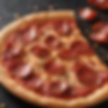 A close-up of a succulent slice of pepperoni pizza with melted cheese