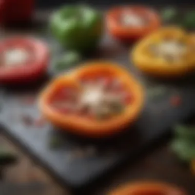 Slicing and dicing colorful bell peppers