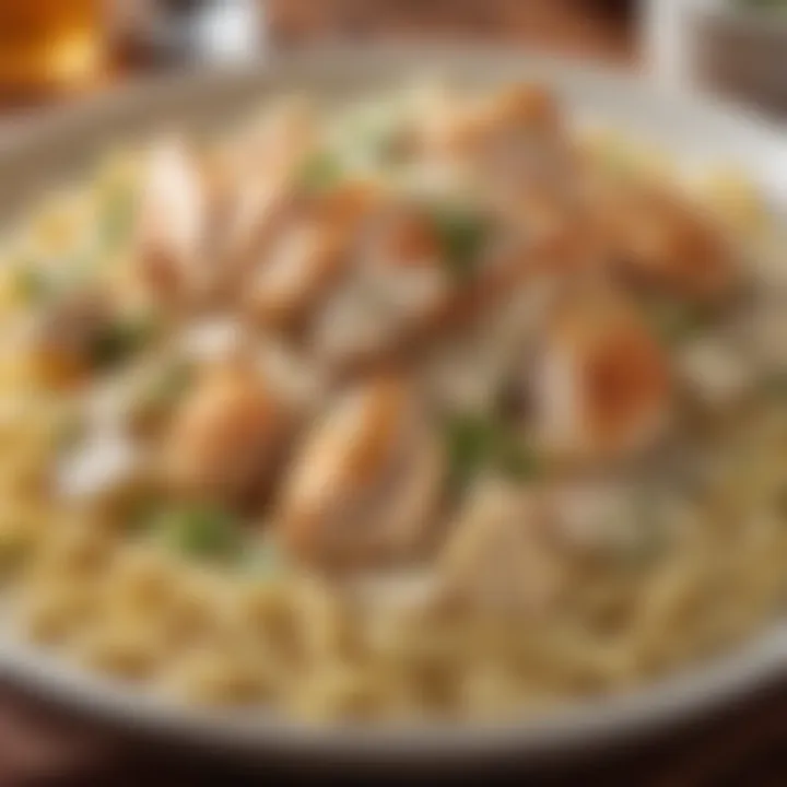 Tender Chicken Slices in Alfredo Pasta