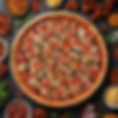 An array of popular pizza toppings artfully arranged