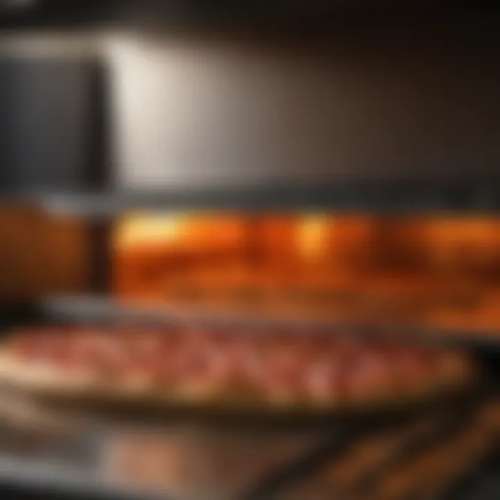 A close-up of the interior of a bar style pizza oven demonstrating its unique heat distribution.
