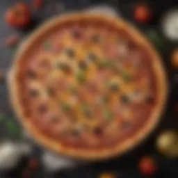 A perfectly baked pizza showcasing its golden crust and vibrant toppings