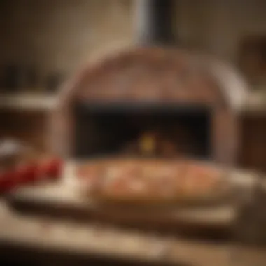 Traditional Tools: Wooden Peel and Stone Oven Wooden pizza peel and stone oven