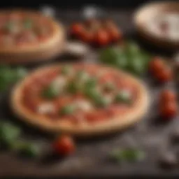 A selection of fresh ingredients for pizza making, including tomatoes, basil, and mozzarella.