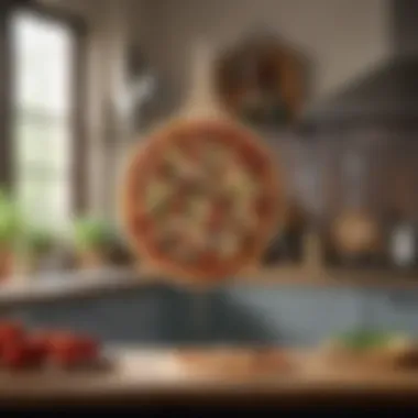 Decorative pizza peel hanging in kitchen