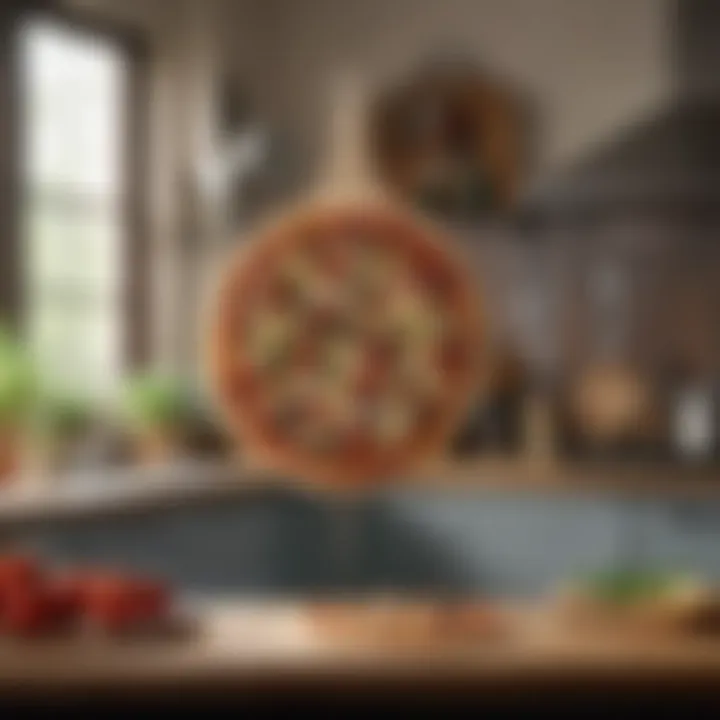 Decorative pizza peel hanging in kitchen