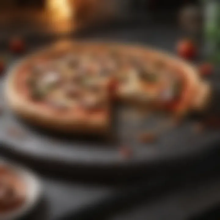 Pizza sliding onto pizza stone from pizza peel