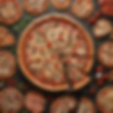 An assortment of pizza sizes and shapes displayed on different pans.