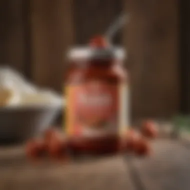 A jar of Prego Mini Meatball Sauce with a rustic wooden background