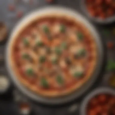 Perfectly Crafted Homemade Pizza A homemade pizza with a perfectly baked crust and toppings