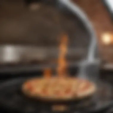 Delicious pizza being cooked in the Gozney Dome Grill, highlighting its performance